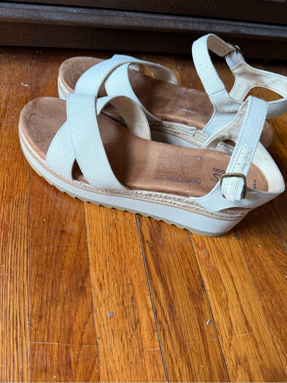 Toms Cream Platform Sandals with Ankle Strap